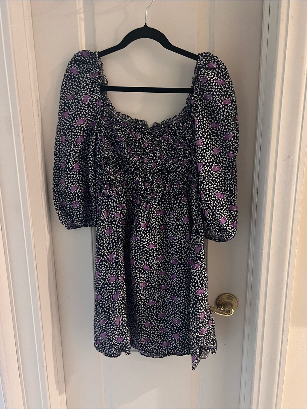 Maje Rappa Floral Print Smocked Puff Sleeve Mini Dress - Size 38 (Medium)